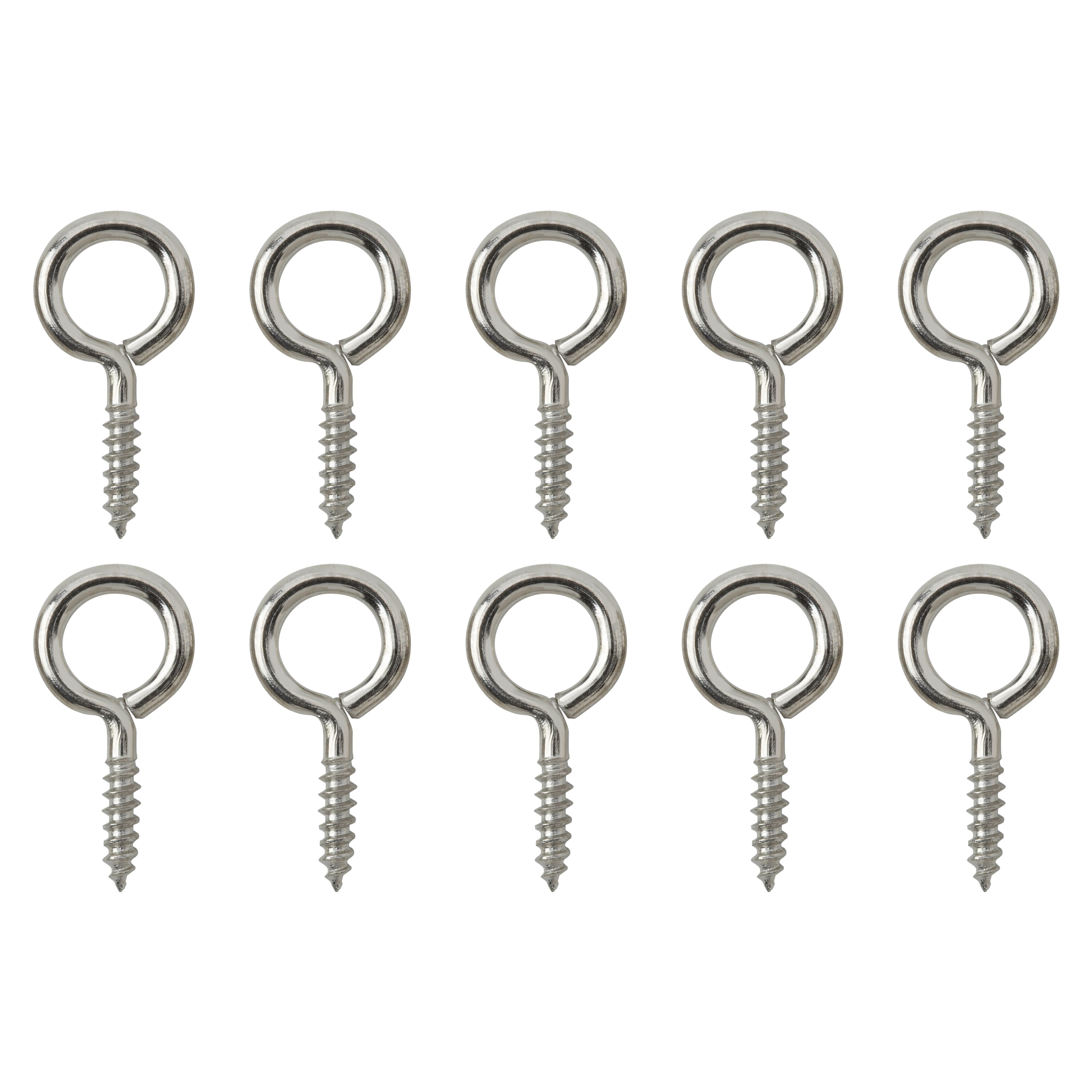 Nickel-plated Metal Small Screw eye (L)25mm, Pack of 10