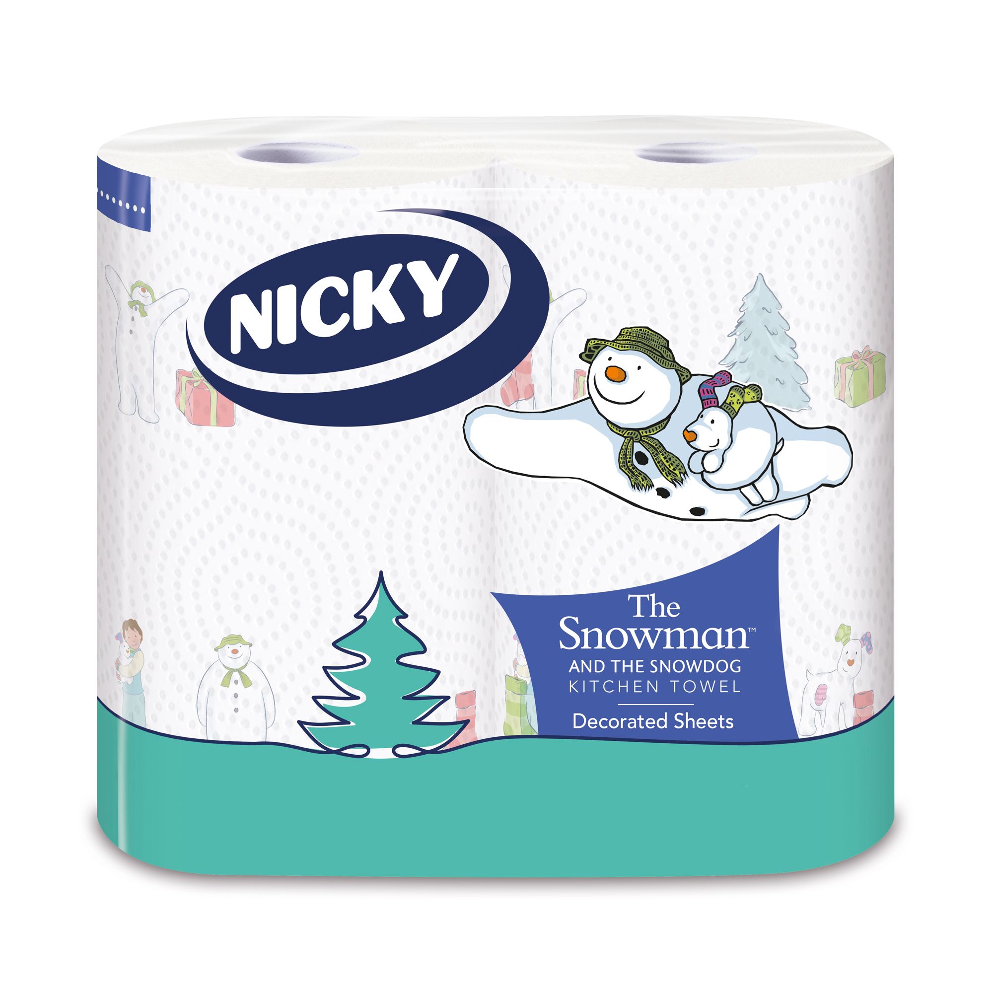 Nicky Snowman & The Snowdog White Paper towels, Pack of 2