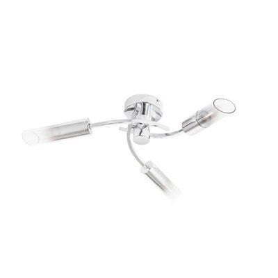 Nico Brushed Glass & metal chrome effect 3 Lamp Ceiling light