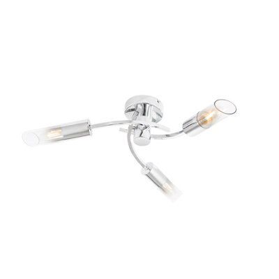 Nico Brushed Glass & metal chrome effect 3 Lamp Ceiling light
