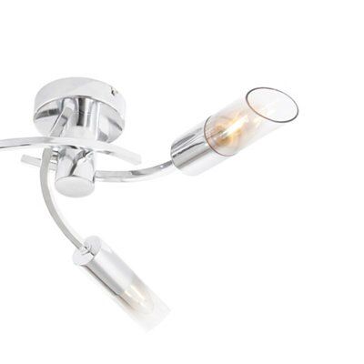 Nico Brushed Glass & metal chrome effect 3 Lamp Ceiling light