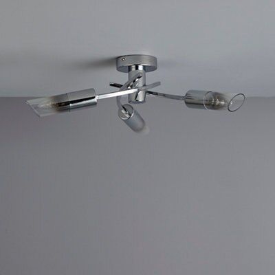 Nico Brushed Glass & metal chrome effect 3 Lamp Ceiling light
