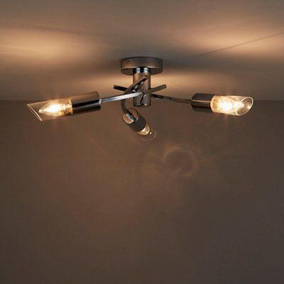 Nico Brushed Glass & metal chrome effect 3 Lamp Ceiling light