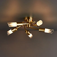 Nico Brushed Glass & metal Gold effect 5 Lamp LED Ceiling light