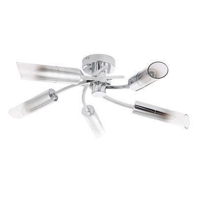 Nico Brushed Glass & steel Chrome effect 5 Lamp Ceiling light