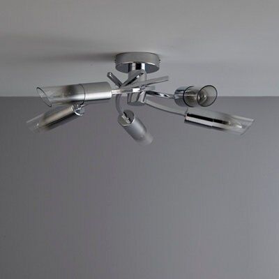 Nico Brushed Glass & steel Chrome effect 5 Lamp Ceiling light