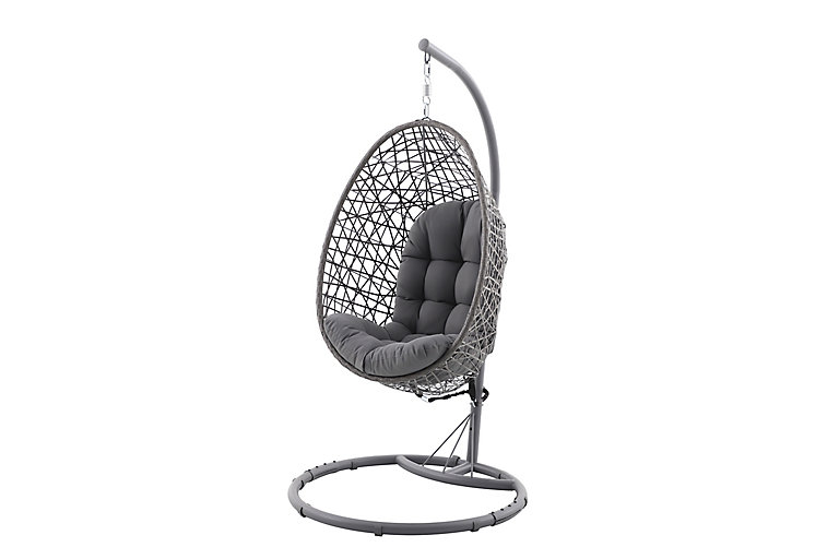 Nikouria Steel grey Metal Hanging egg chair | DIY at B&Q