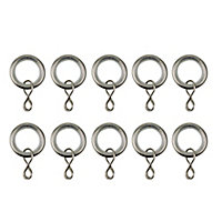 Nisis Nickel effect Grey Curtain ring, Pack of 10