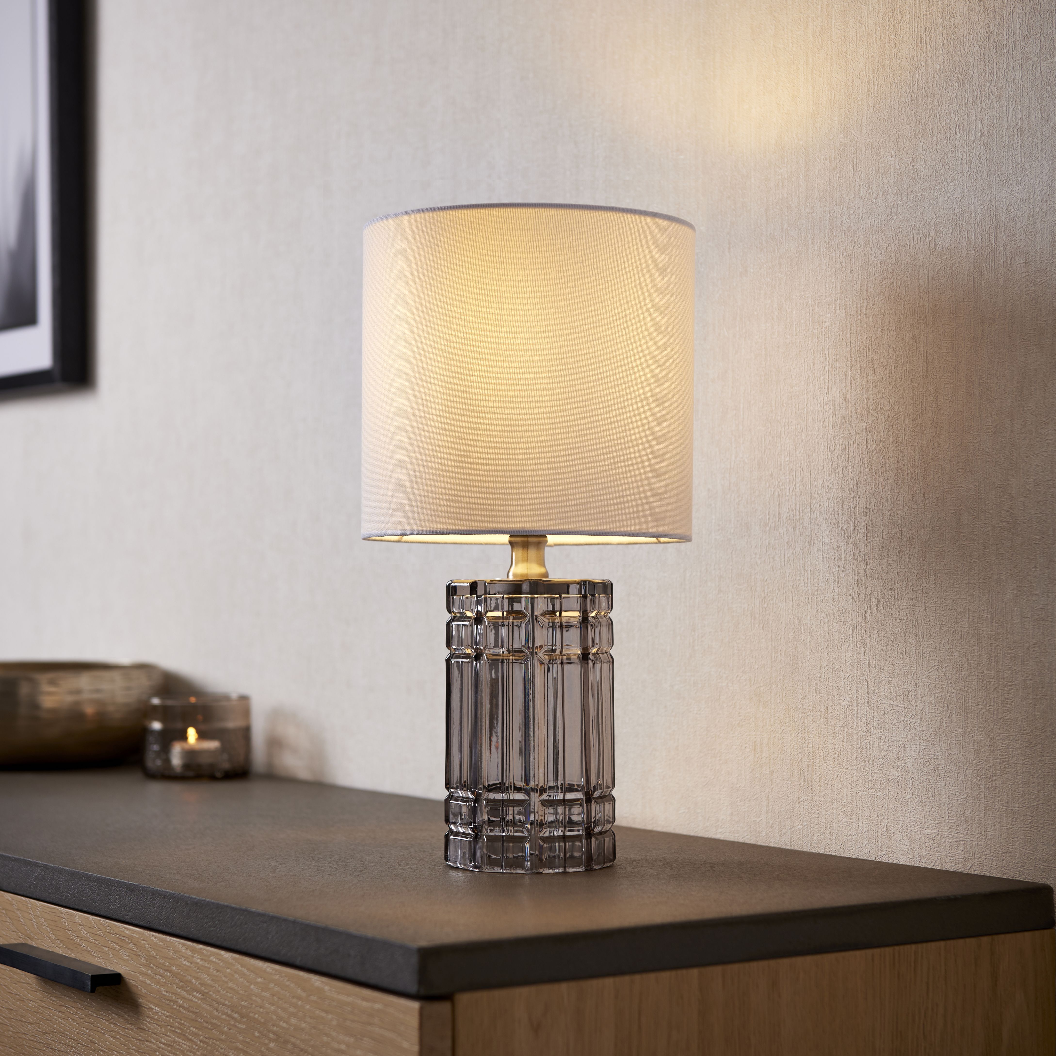 Square glass table store lamp