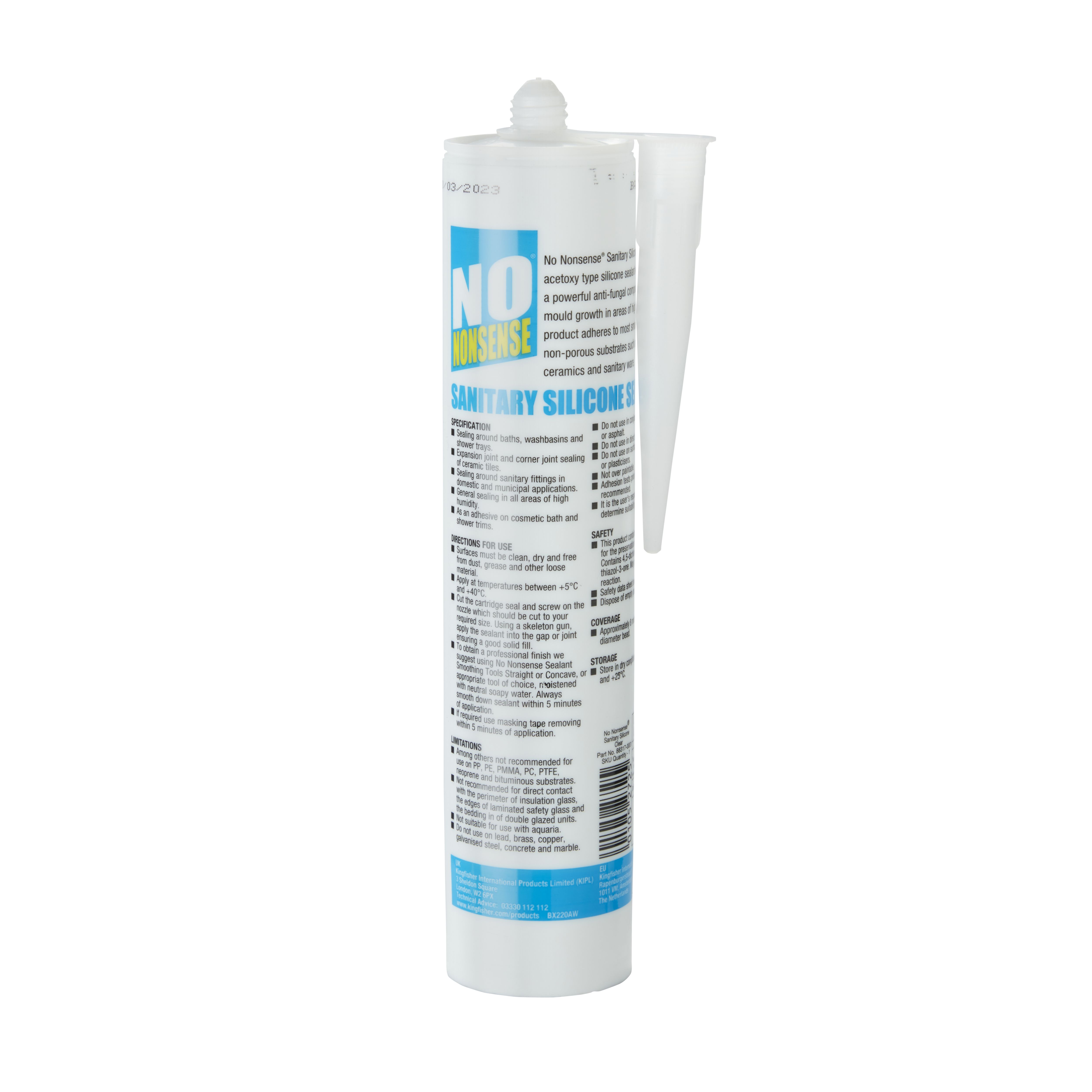 No Nonsense Clear Silicone-based Sanitary sealant, 310ml