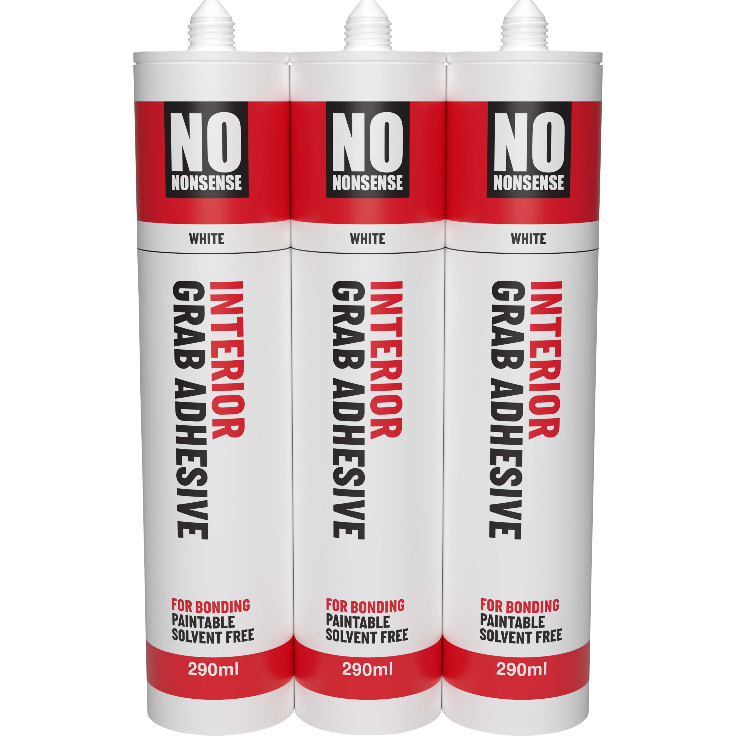 No Nonsense Not water resistant Solvent-free White Grab adhesive 870ml 1.33kg, Pack of 3