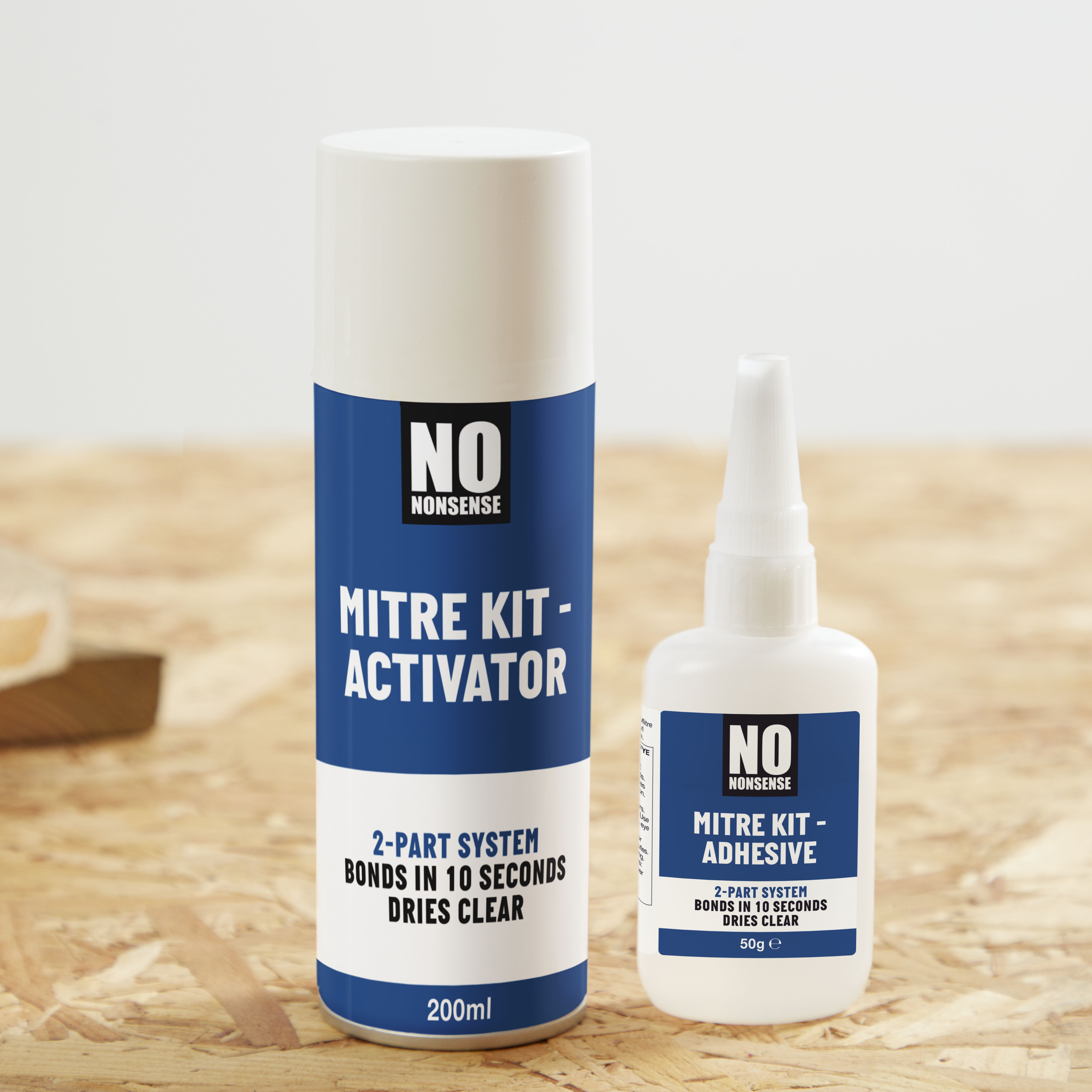 No Nonsense Transparent Mitre adhesive 200ml, Set