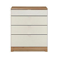 Noah Mussel oak effect 4 Drawer Chest of drawers (H)940mm (W)800mm (D)450mm