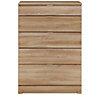 Noah Oak effect 5 Drawer Chest of drawers (H)1140mm (W)800mm (D)450mm