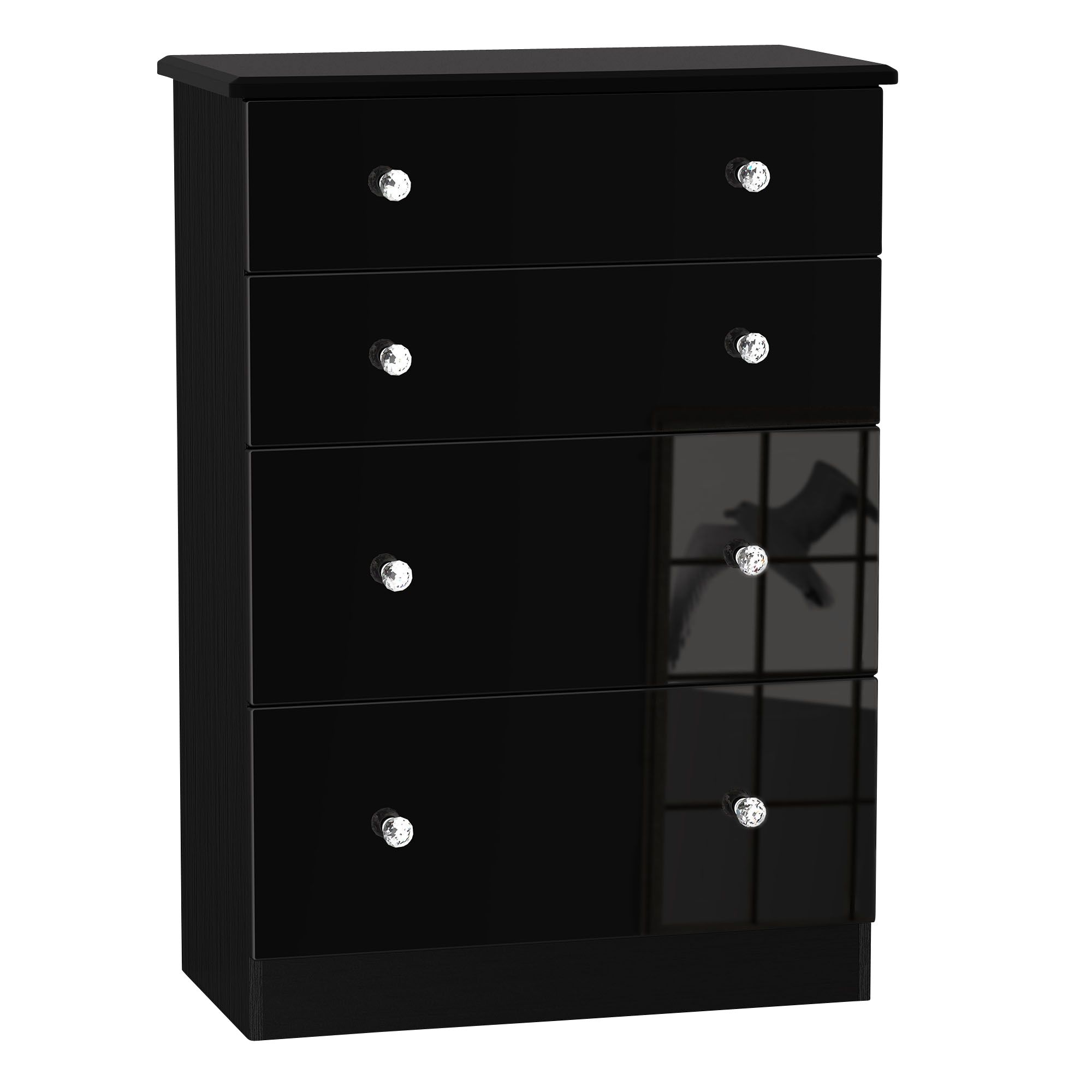 Noire High gloss black 4 Drawer Chest (H)1080mm (W)770mm (D)410mm DIY at B&Q