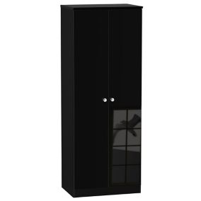 Noire High gloss black Double Wardrobe (H)1970mm (W)740mm (D)530mm