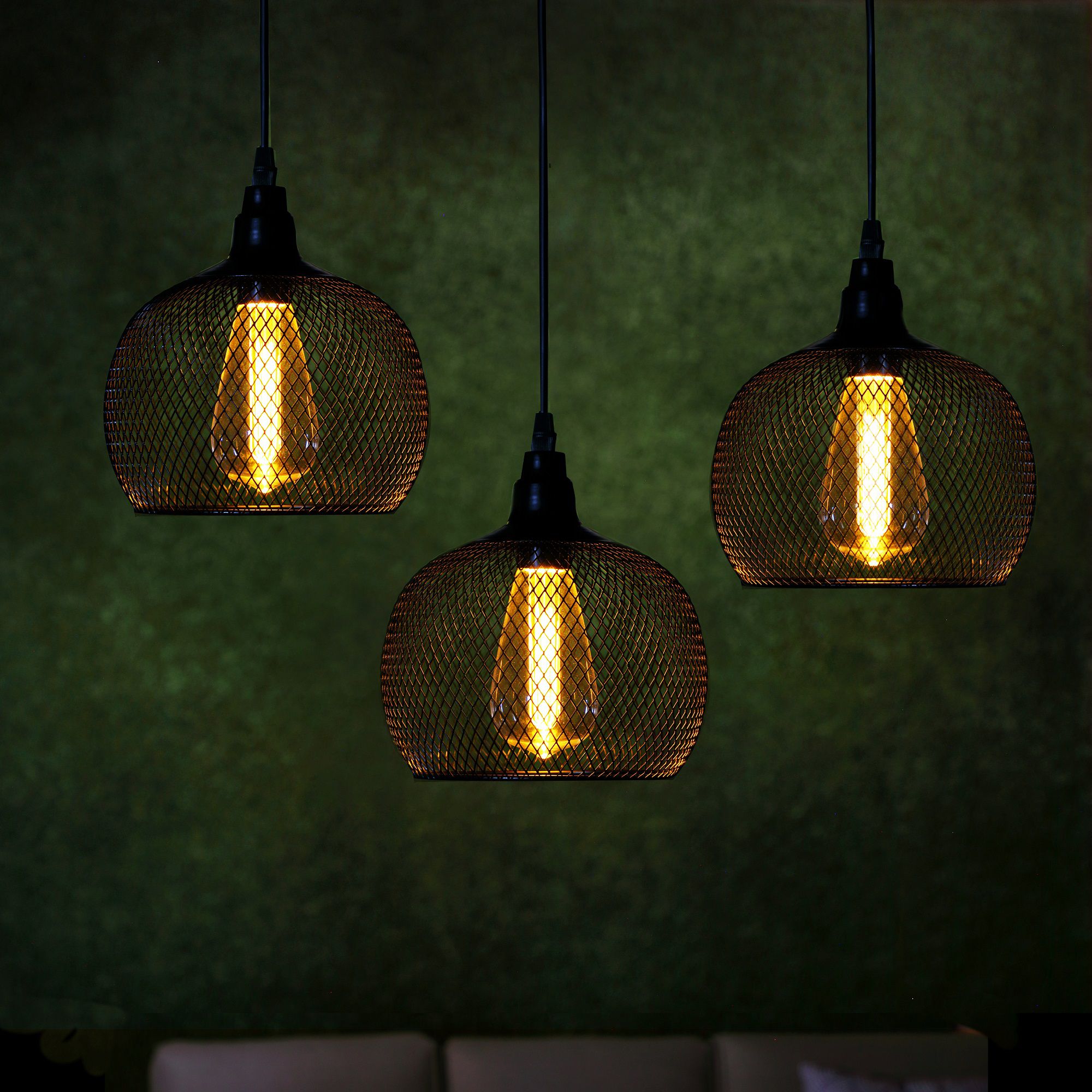 Noma Chloe Mesh Black Warm white LED Pendant light