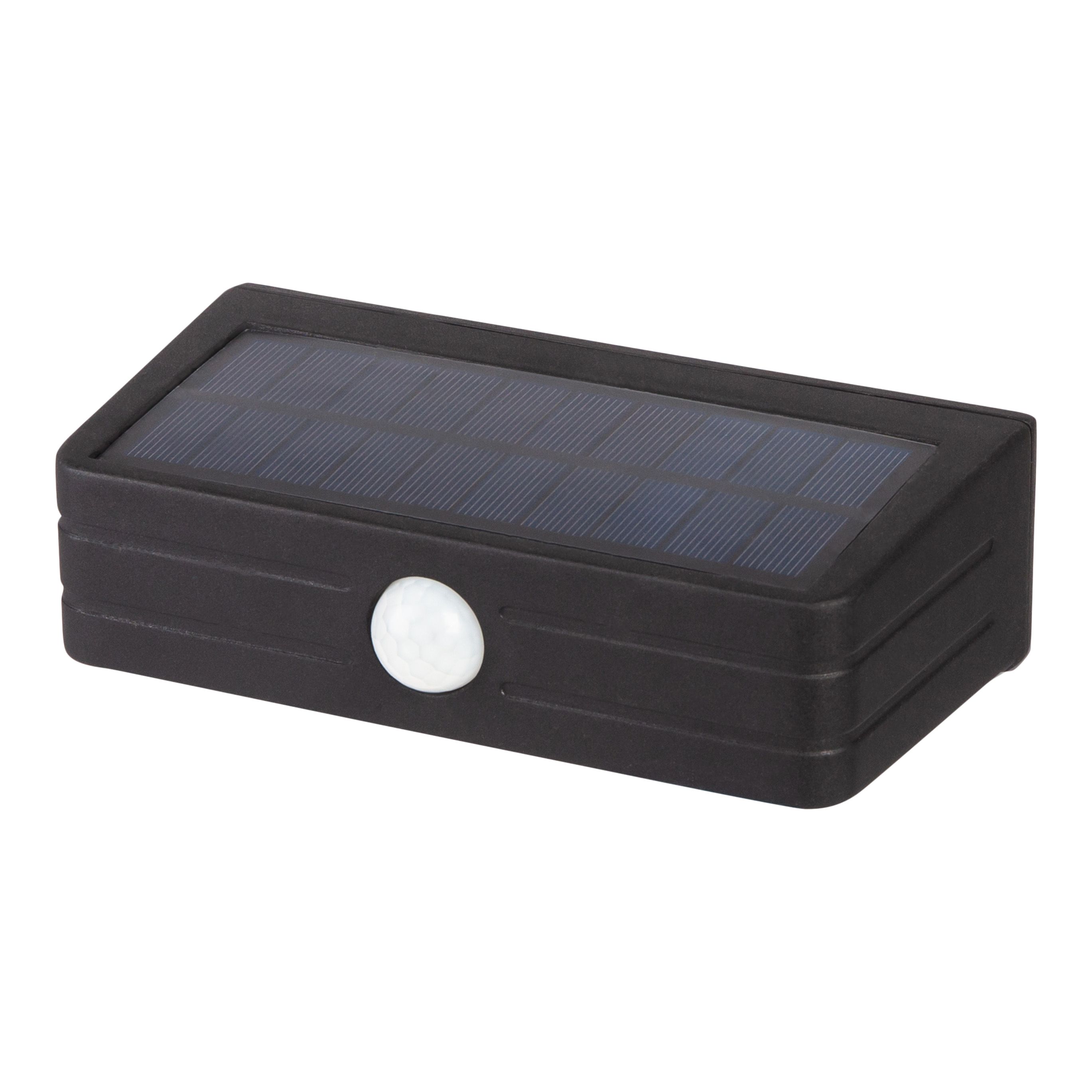 Non-adjustable Black Solar-powered Integrated LED PIR With motion sensor Outdoor Wall light