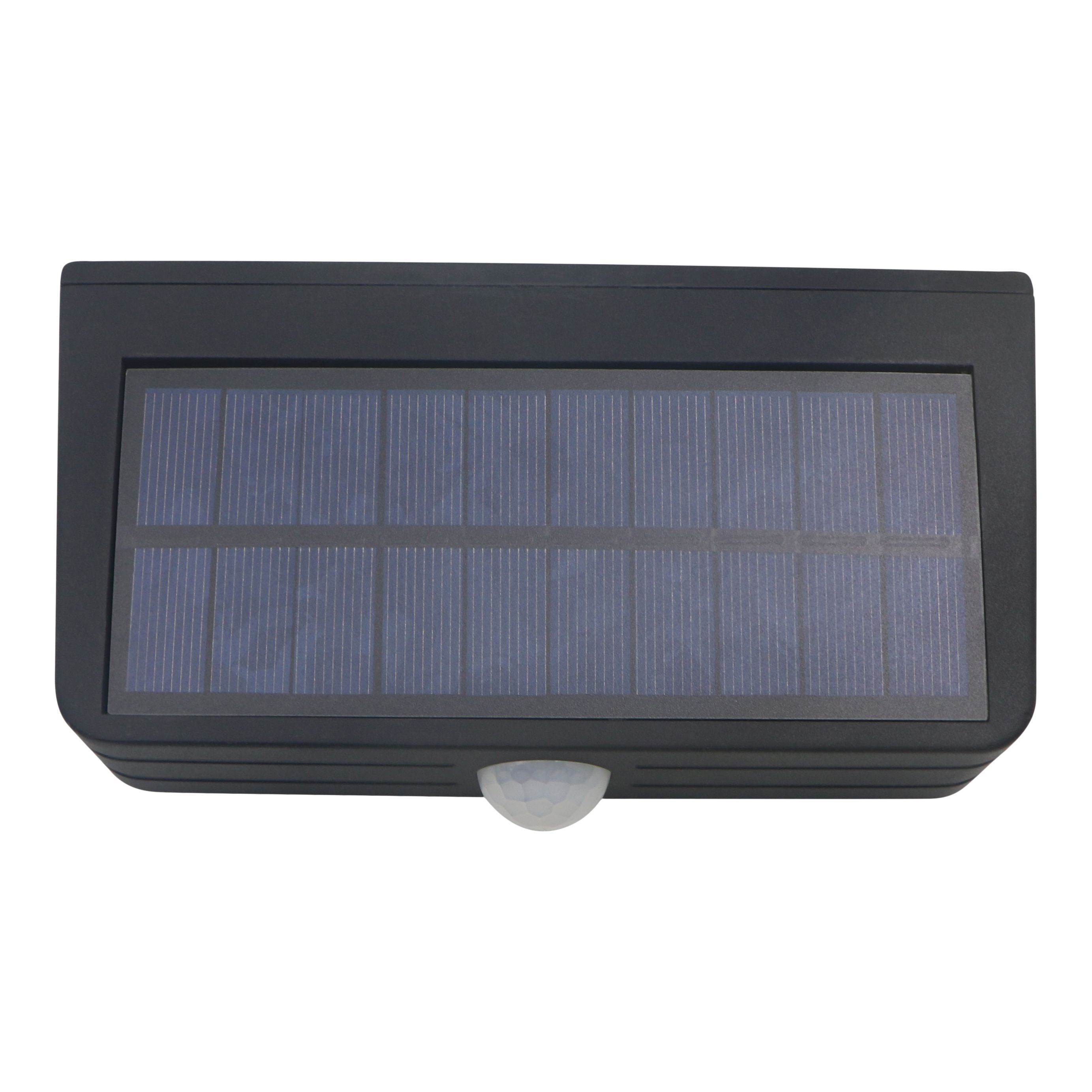 Non-adjustable Black Solar-powered Integrated LED PIR With motion sensor Outdoor Wall light