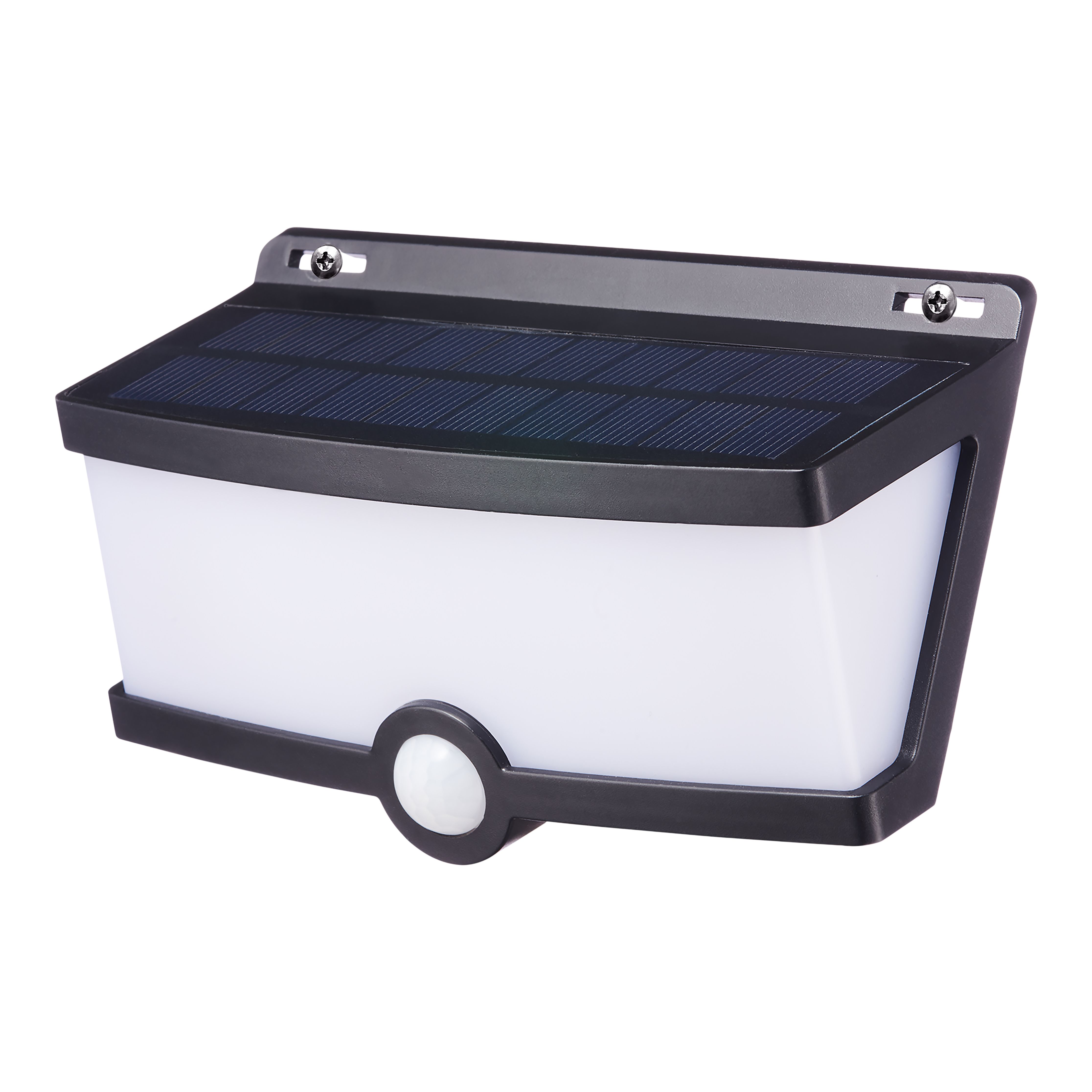 Non-adjustable Brushed Black Solar-powered Integrated LED PIR With motion sensor Outdoor Wall light