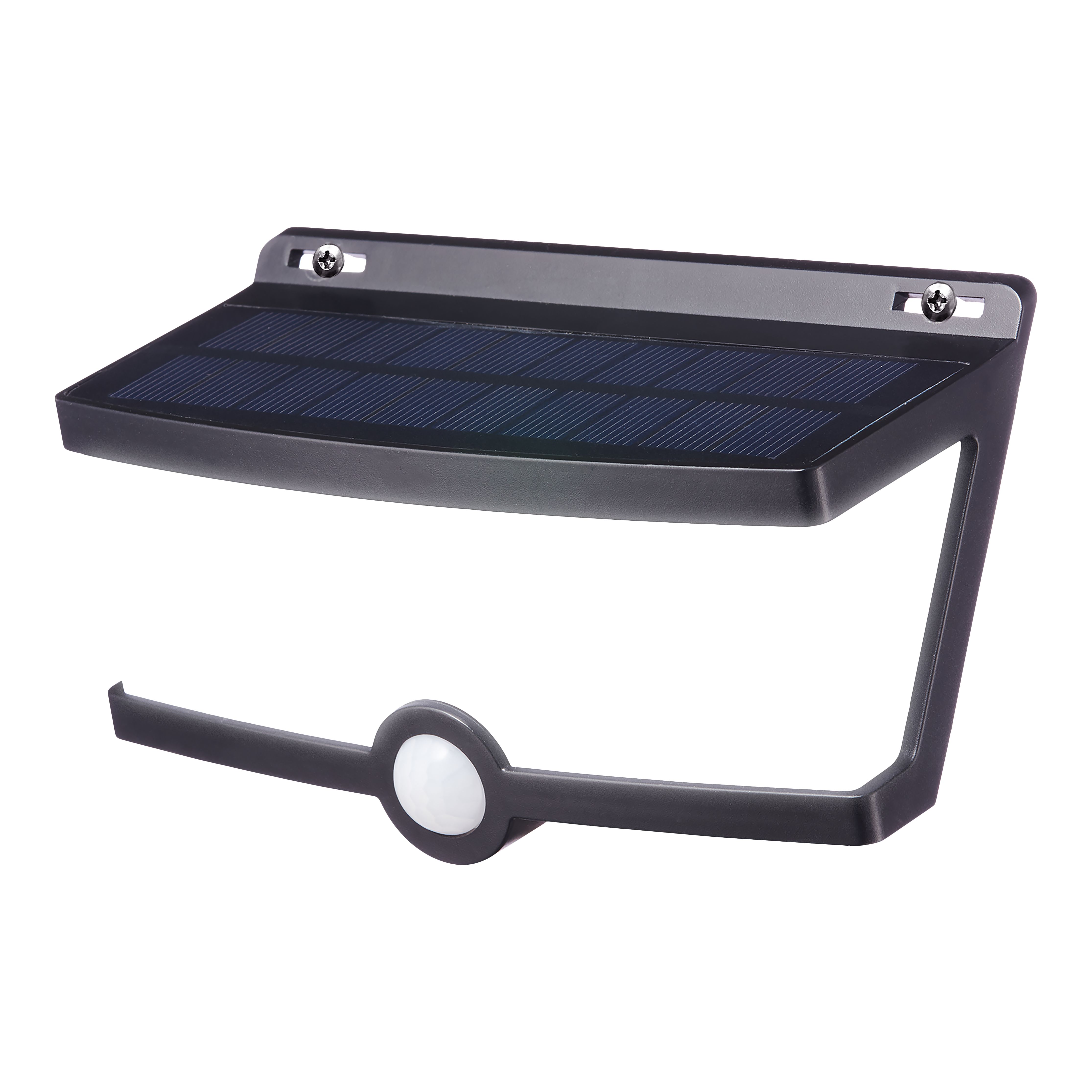 Non-adjustable Brushed Black Solar-powered Integrated LED PIR With motion sensor Outdoor Wall light
