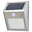 Non-adjustable Brushed Silver effect Solar-powered LED PIR Motion sensor Outdoor Wall light