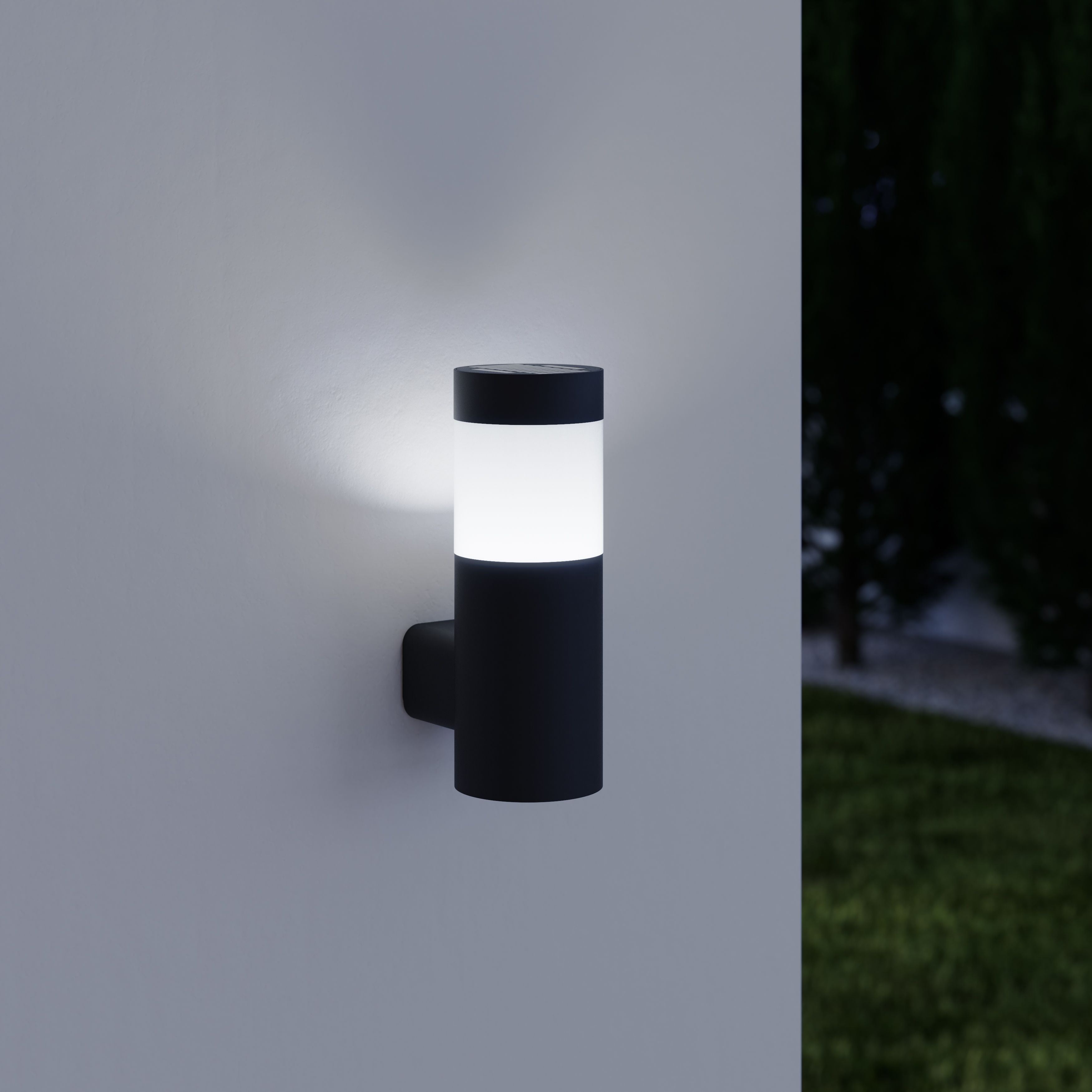 Non-adjustable Dark grey Solar-powered Integrated LED Without motion sensor Outdoor Wall light