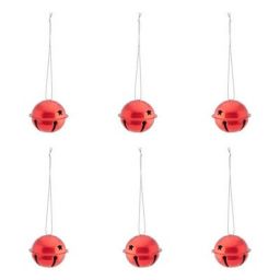 Nordic tradition Assorted Red Metallic effect Bell Bauble, Pack of 6