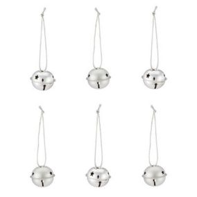 Nordic tradition Assorted Silver Metallic effect Bells Bauble, Pack of 6