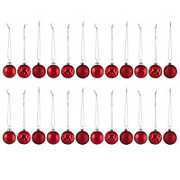 Nordic tradition Matt Red Glitter effect Assorted Bauble, Pack of 24