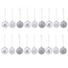 Nordic tradition Matt Silver Glitter effect Assorted Bauble, Pack of 18