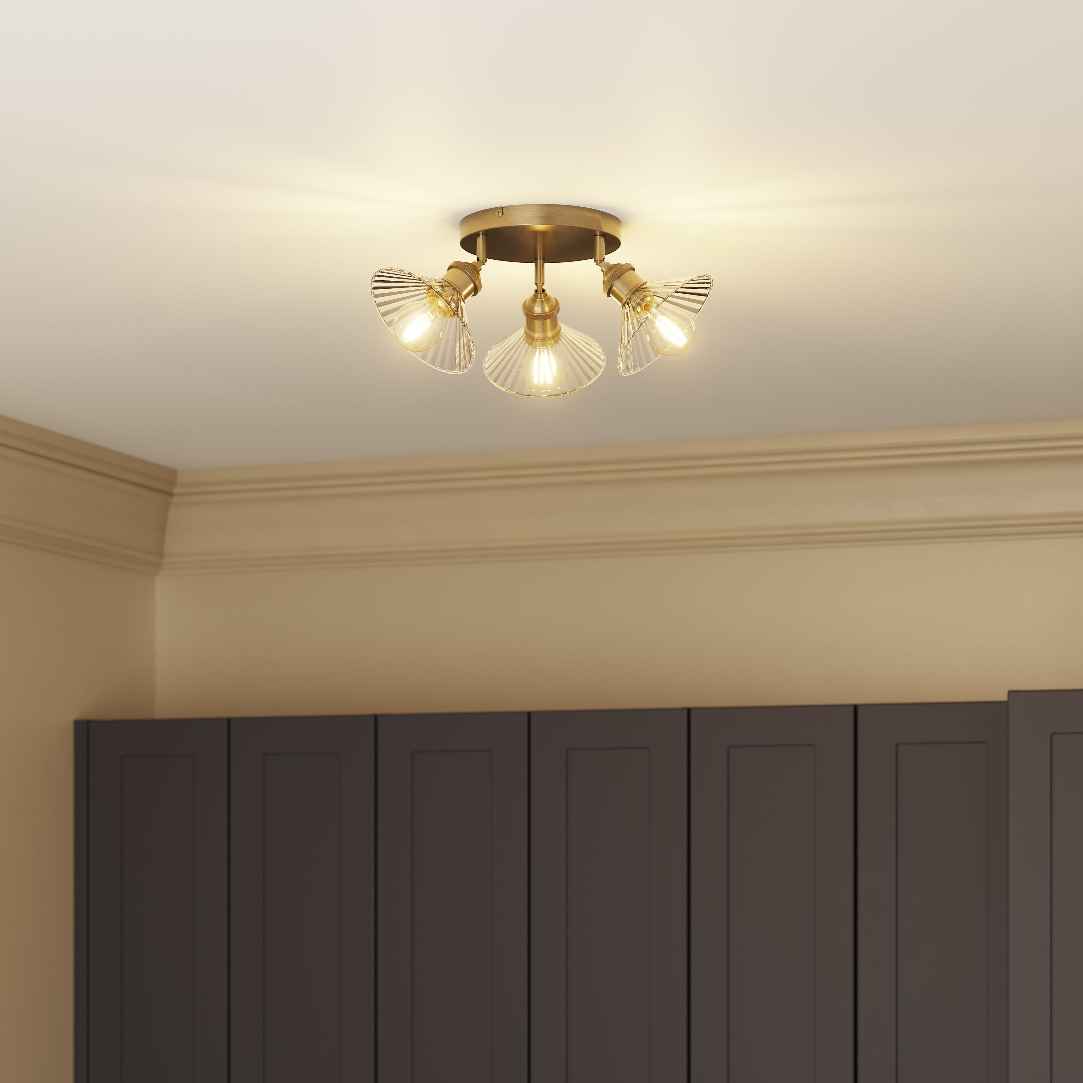 Modern Brass Double Ceiling Spotlight | Adjustable Cylinder Light For Kitchen & Hallway