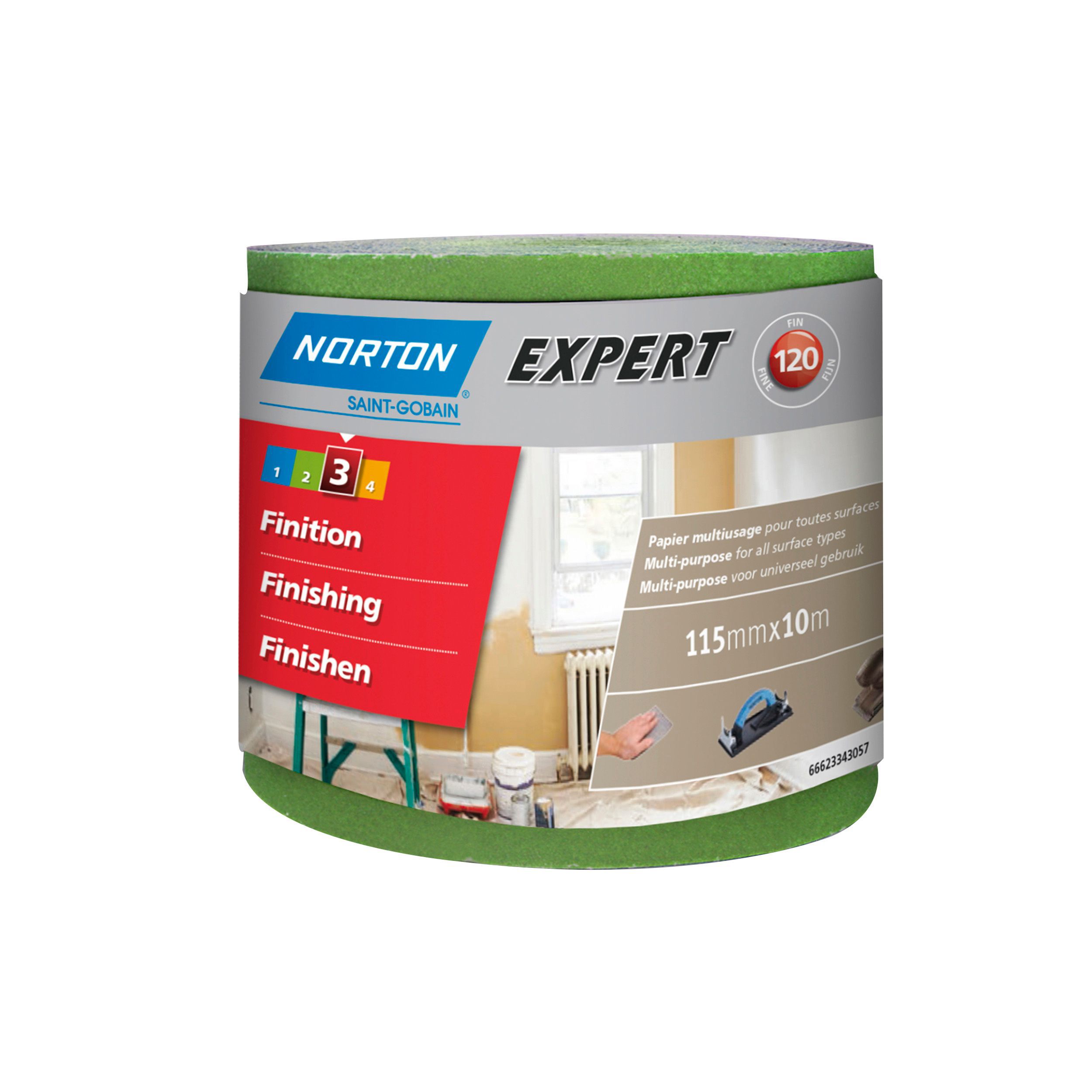Norton Expert 120 grit Sanding roll (L)10m (W)115mm