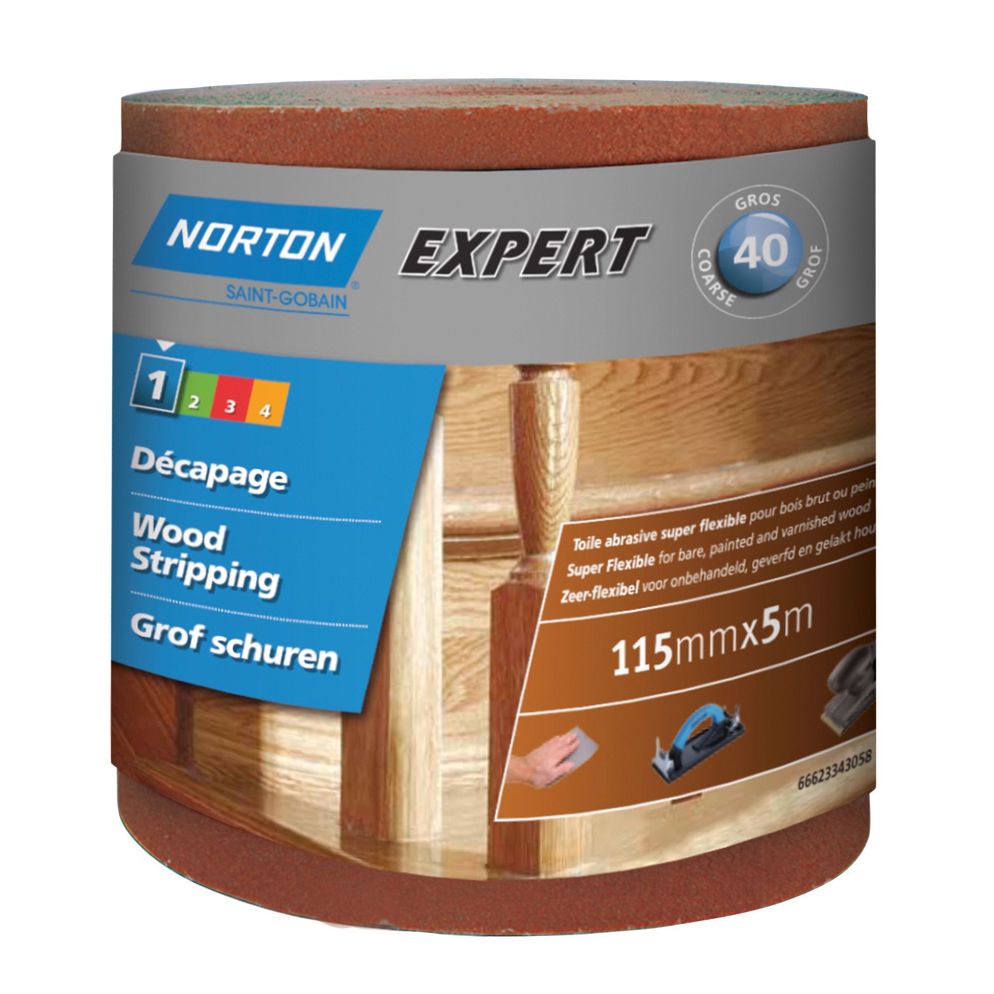 Norton Expert 40 grit Sanding roll (L)5m (W)115mm
