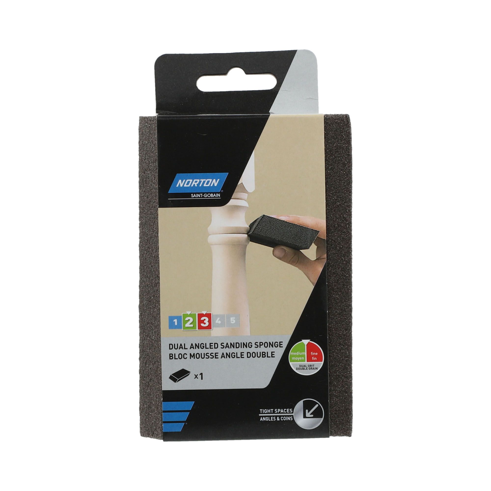 Norton Fine/medium Dual-angled sanding sponge (L)125mm (W)75mm, 33g