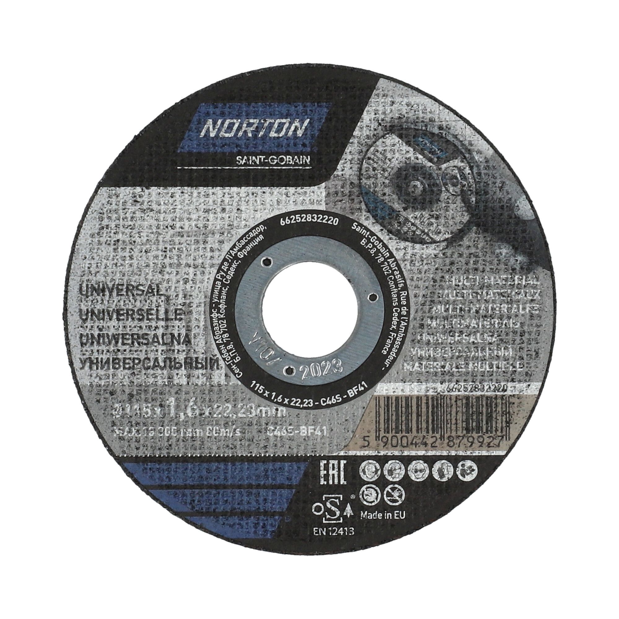 Norton Multi cut Cutting disc set 115mm x 1.6mm x 22.23mm, Pack of 5