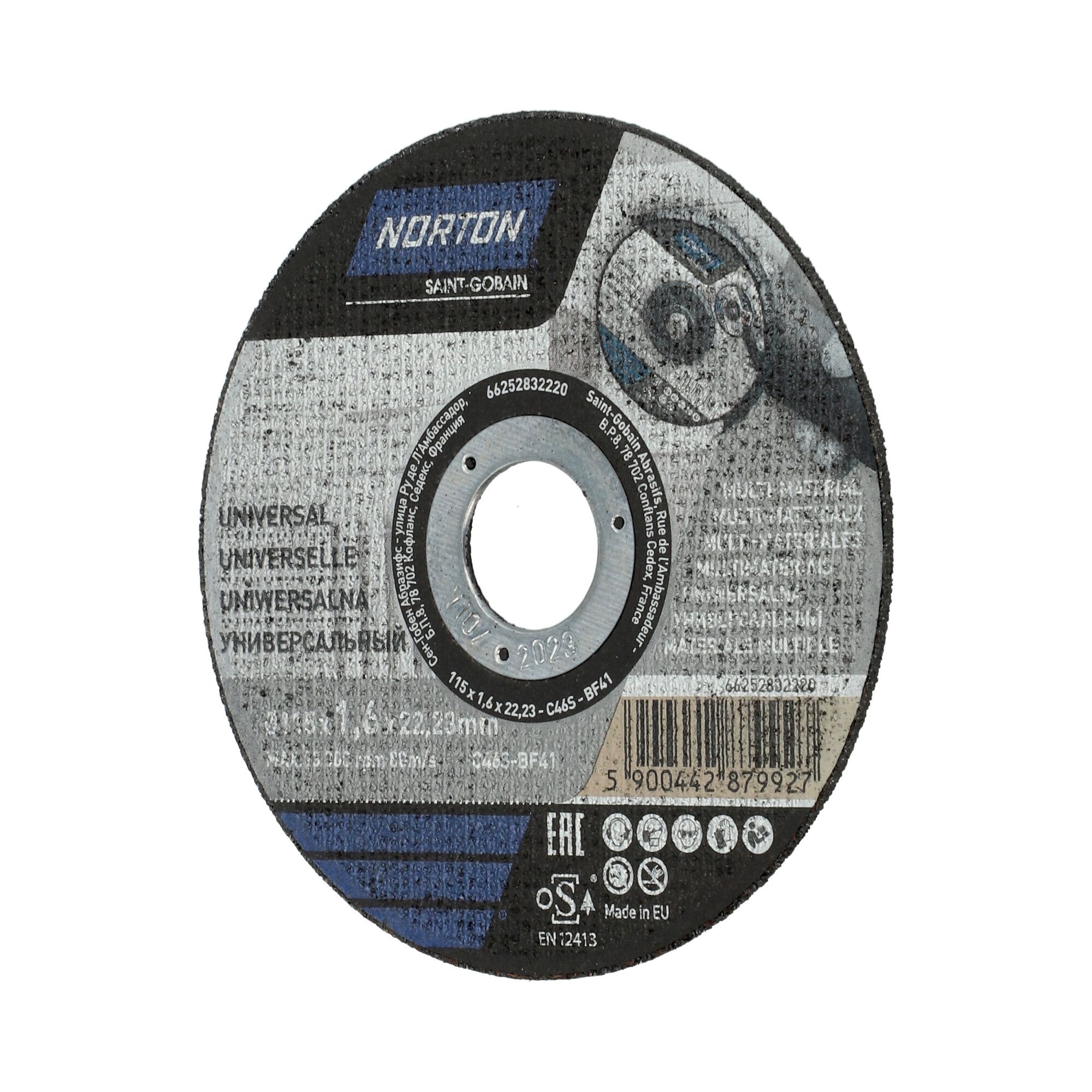 Norton Multi cut Cutting disc set 115mm x 1.6mm x 22.23mm, Pack of 5