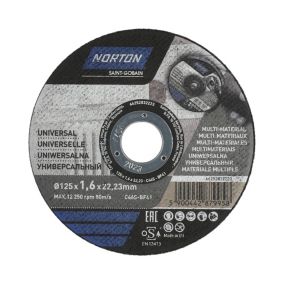 Norton Multi cut Cutting disc set 125mm x 1.6mm x 22.23mm, Pack of 5