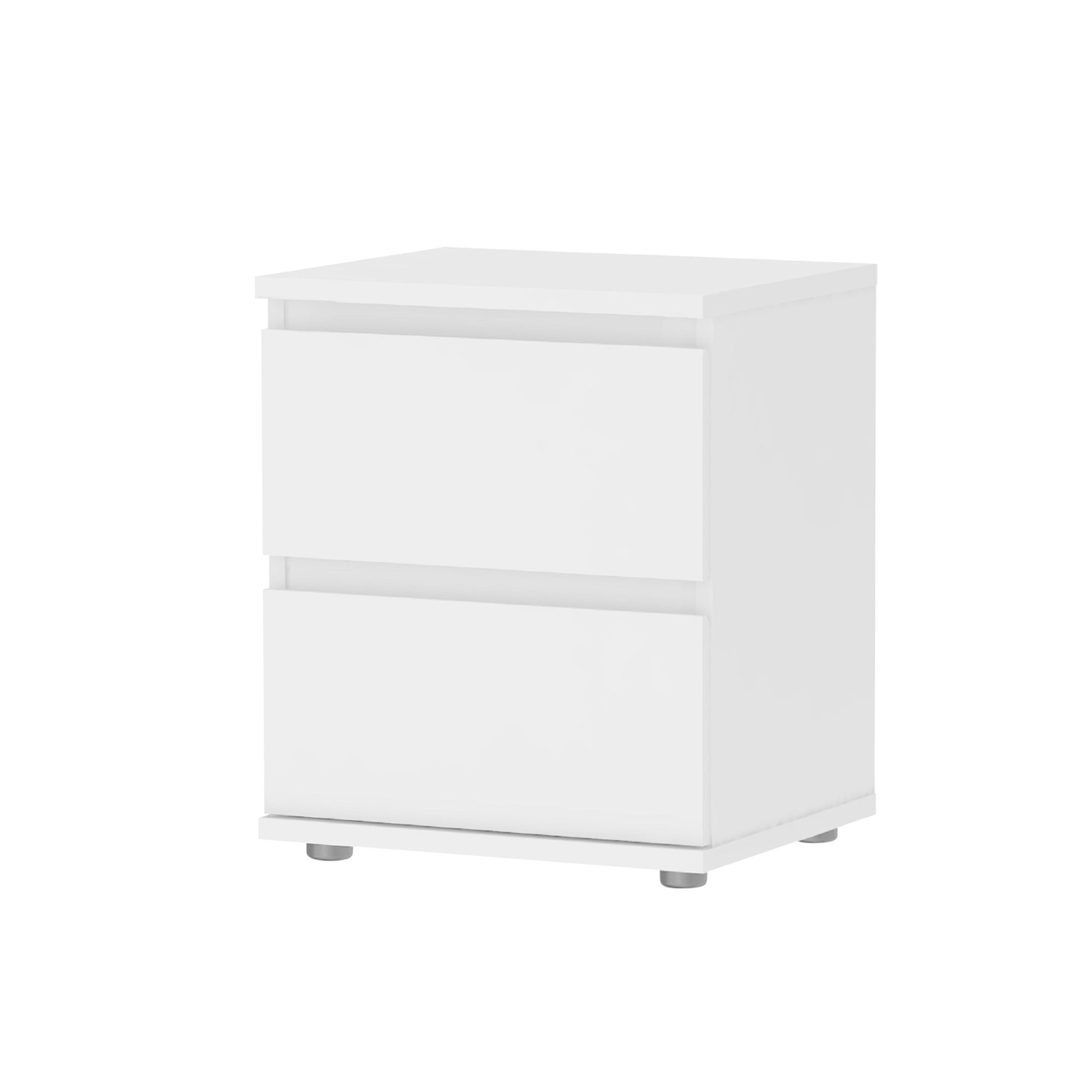 Nova Matt white 2 Drawer Bedside table (H)480mm (W)400mm (D)340mm