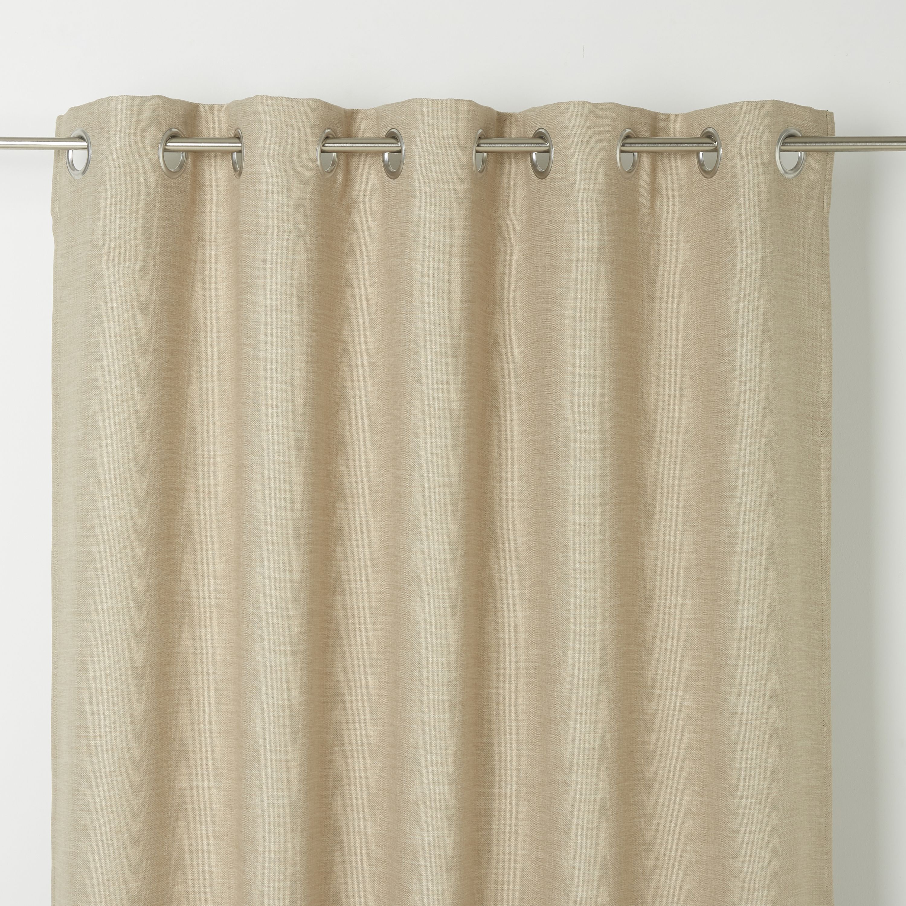 Novan Beige Plain Blackout Eyelet Curtain (W)117cm (L)137cm, Single ...