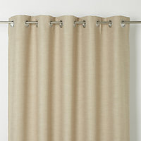 Novan Beige Plain Unlined Eyelet Curtain (W)140cm (L)260cm, Single