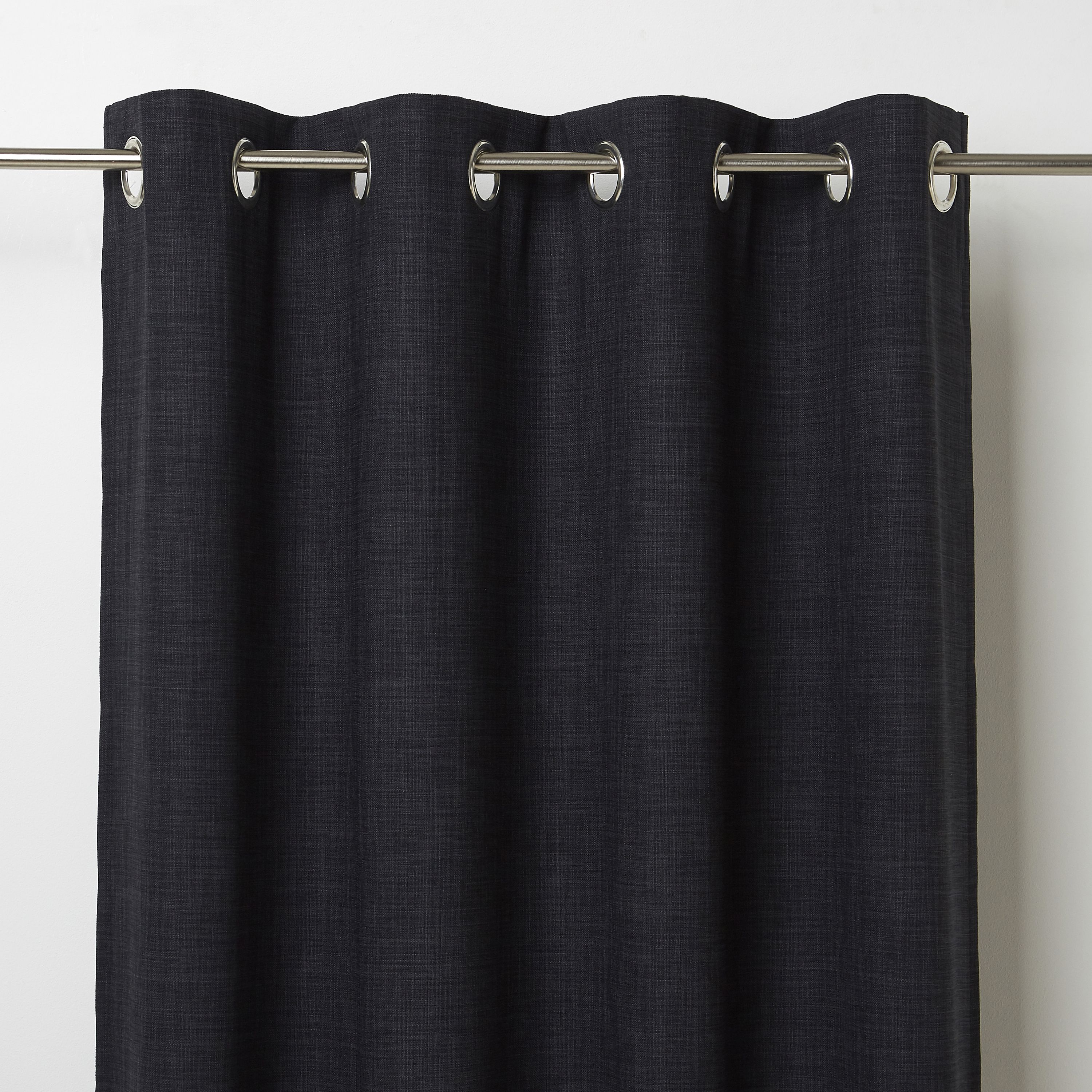 Novan Black Plain Blackout Eyelet Curtain (W)117cm (L)137cm, Single ...