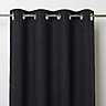 Novan Black Plain Blackout Eyelet Curtain (W)117cm (L)137cm, Single