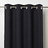 Novan Black Plain Unlined Eyelet Curtain (W)167cm (L)228cm, Single