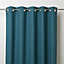 Novan Blue Plain Blackout Eyelet Curtain (W)167cm (L)228cm, Single