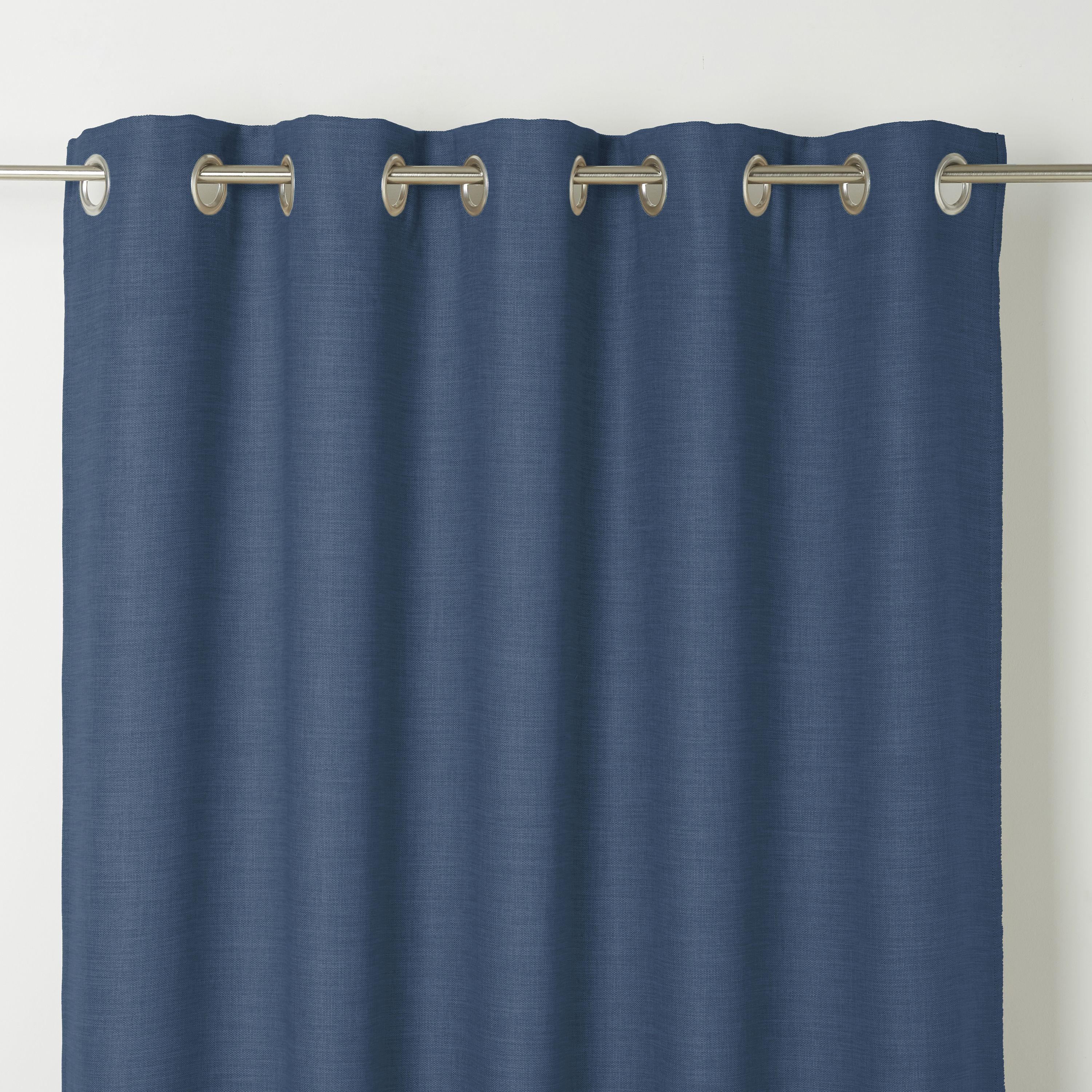 Novan Dark Blue Plain Unlined Eyelet Curtain (W)117cm (L)137cm, Single ...