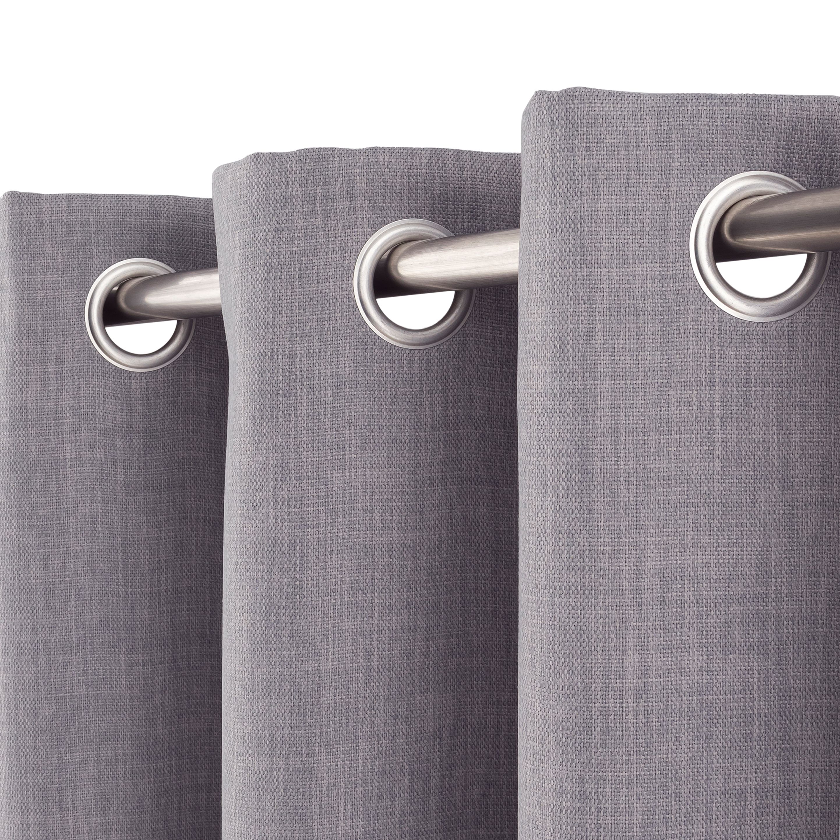 Novan Light Grey Plain Blackout Eyelet Curtains (W)117cm (L)137cm, Pair ...