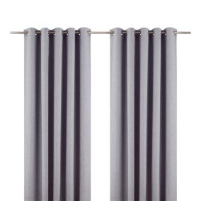 Novan Light grey Plain Blackout Eyelet Curtains (W)167cm (L)183cm, Pair