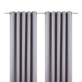 Novan Light grey Plain Blackout Eyelet Curtains (W)167cm (L)228cm, Pair