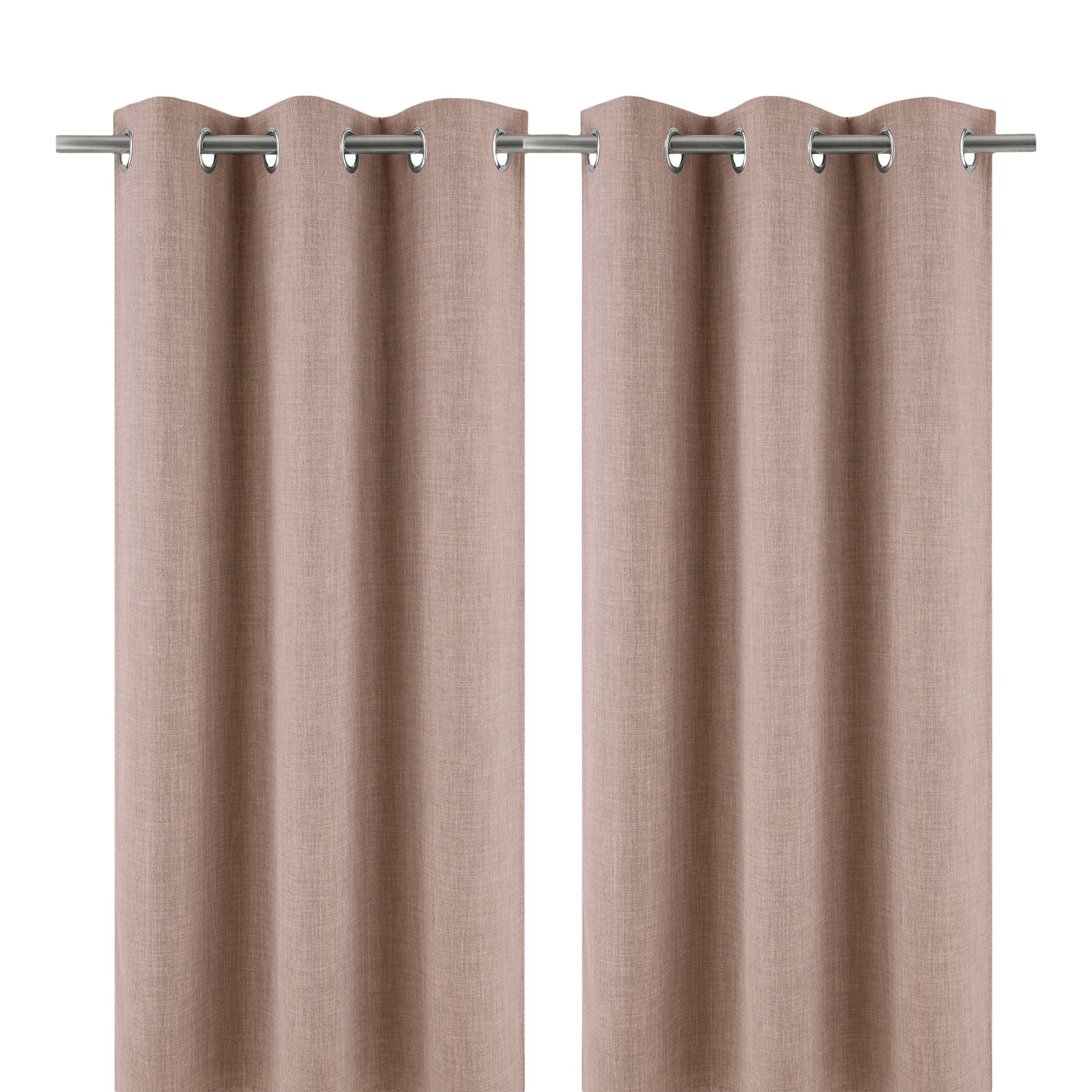 Novan Natural Plain Blackout Eyelet Curtains (W)117cm (L)137cm, Pair